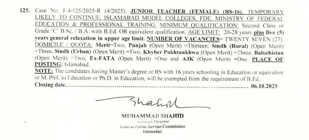 Female Teaching Jobs in Federal Colleges